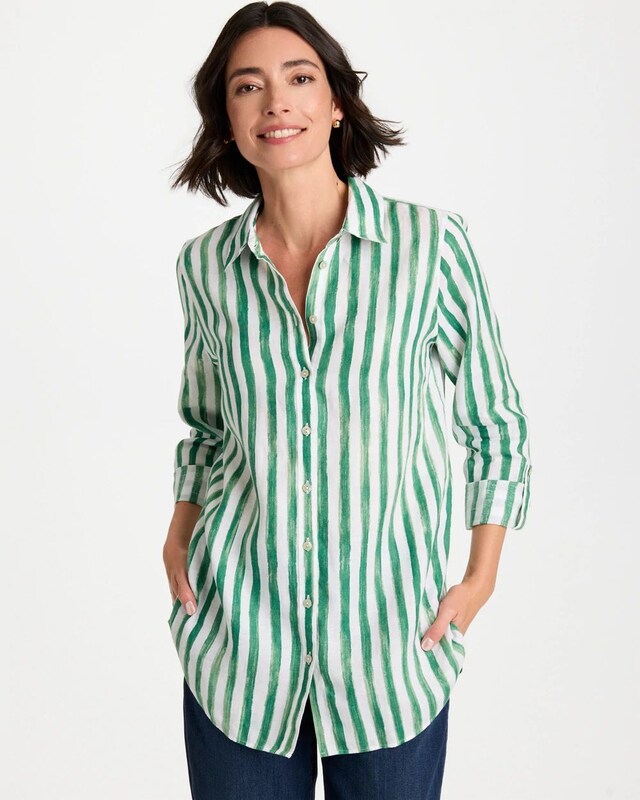 No Iron Striped Linen Tunic - image 1